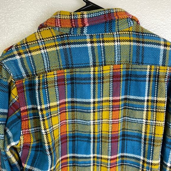 Brooklin Denim Co Heavy Button Up Shirt M/L Rainbow Plaid Fivebrother Cotton - Picture 8 of 10